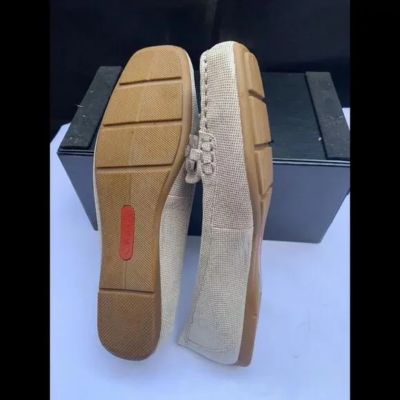 Calvin Klein Women's Size 9 Shoes Ricki Mini Square Chain Toe Slip On Flats Tan - Picture 3 of 14